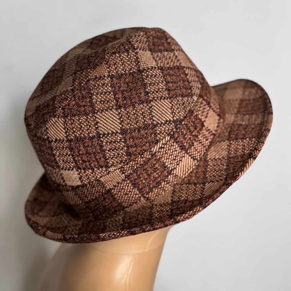 Vintage 1960s Penney’s Towncraft Plaid Fedora Feather Union Made Hat Small - Picture 12 of 16